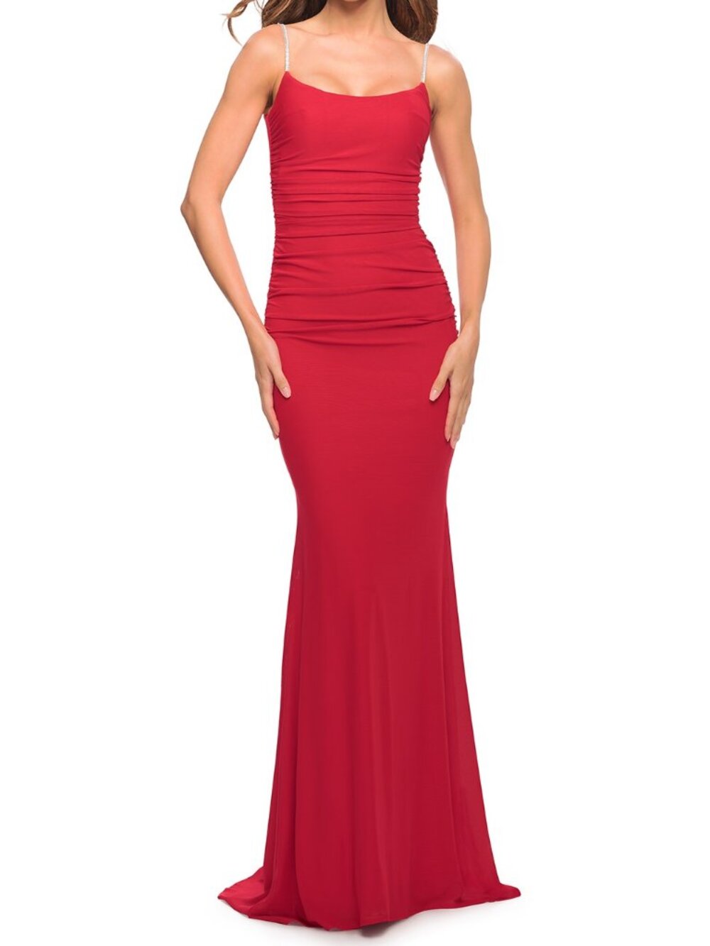 SALE NWT La Femme 30701SC Net Jersey Prom Dress Red Size 12